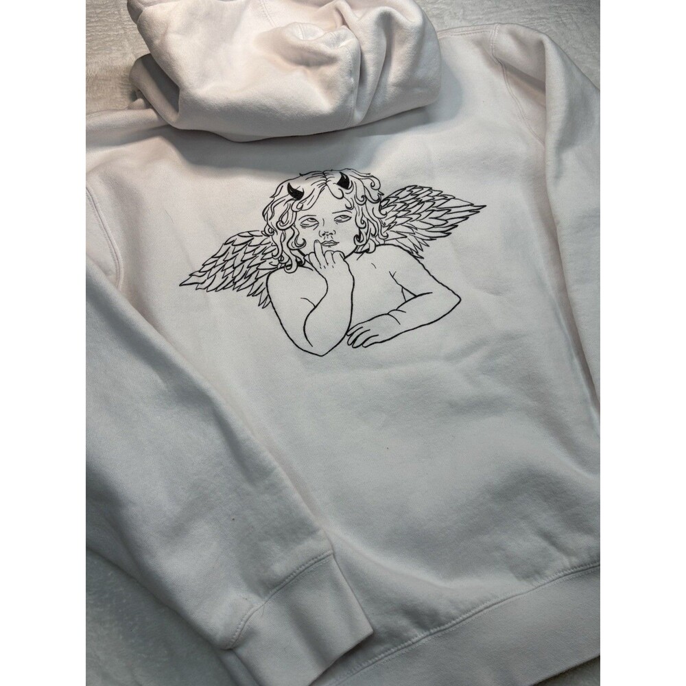 BADWOOD X GOODWOOD White Cherub Baby Angel Hoodie Sweatshirt Size Small Rare